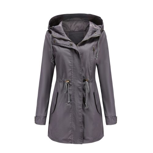 deep cover women trench coat hooded zipper windbreaker jacket