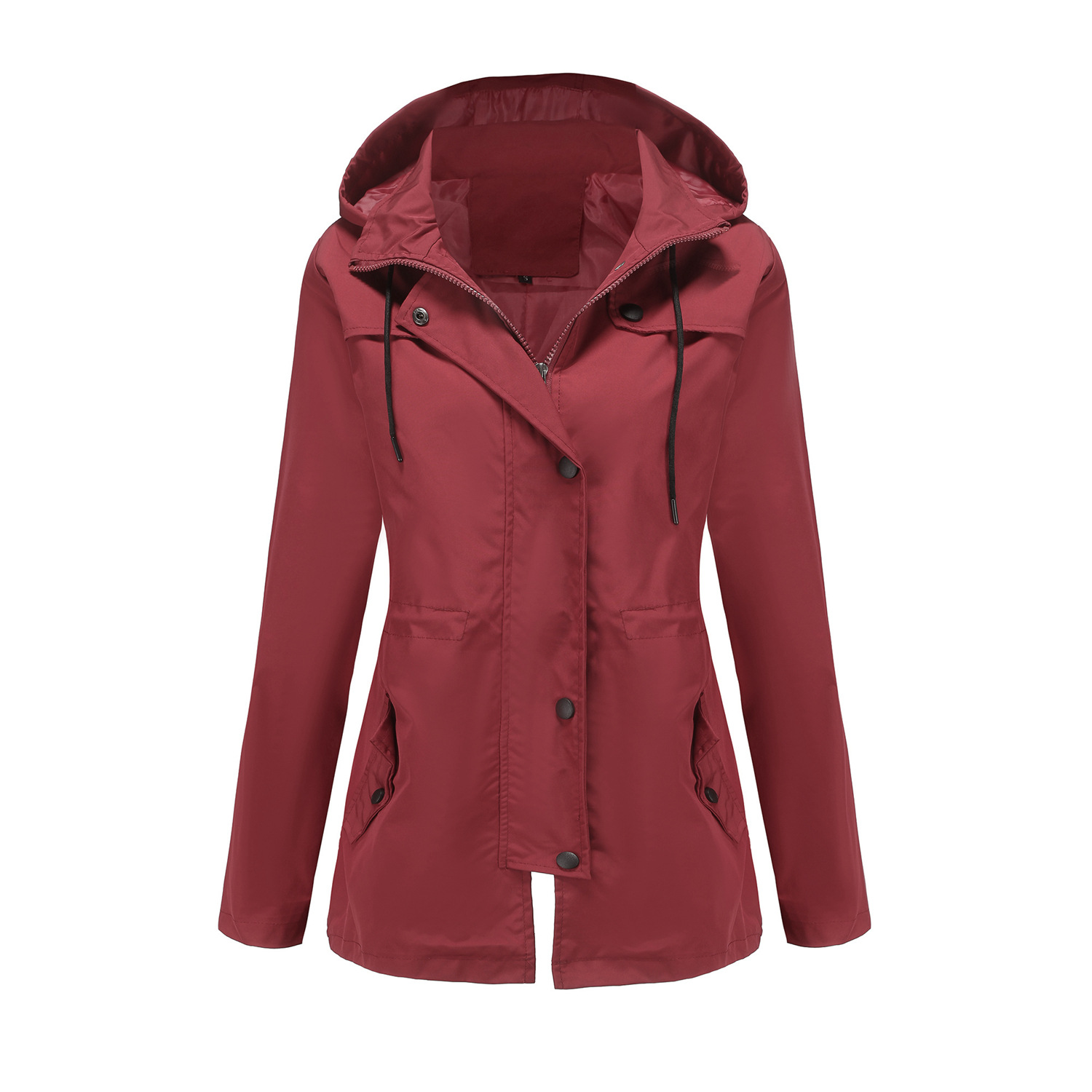 mistral long women trench coat hooded zipper autumn windbreaker jacket