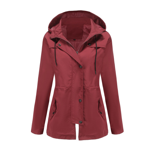 mistral long women trench coat hooded zipper autumn windbreaker jacket