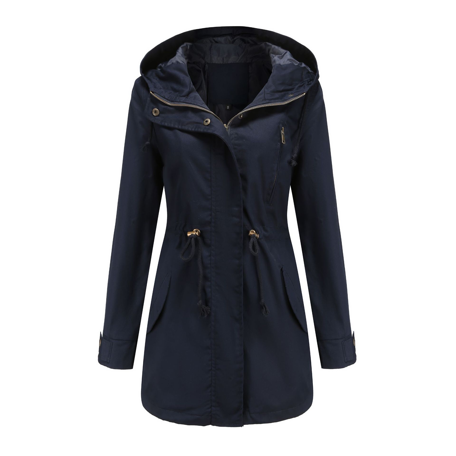 deep cover women trench coat hooded zipper windbreaker jacket