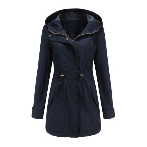deep cover women trench coat hooded zipper windbreaker jacket