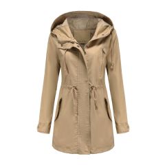 deep cover women trench coat hooded zipper windbreaker jacket