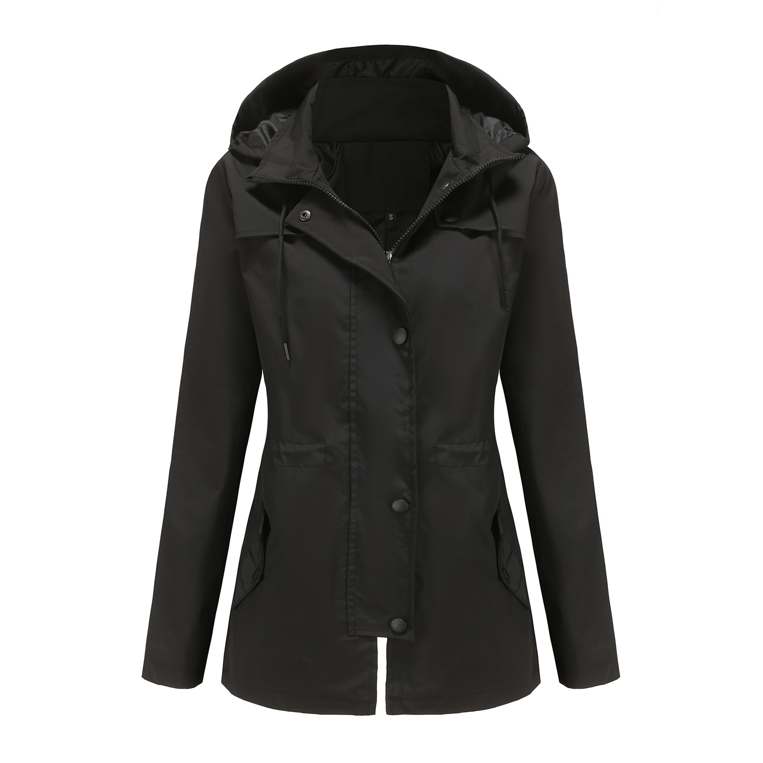 mistral long women trench coat hooded zipper autumn windbreaker jacket