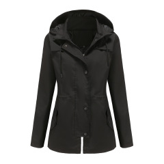 mistral long women trench coat hooded zipper autumn windbreaker jacket
