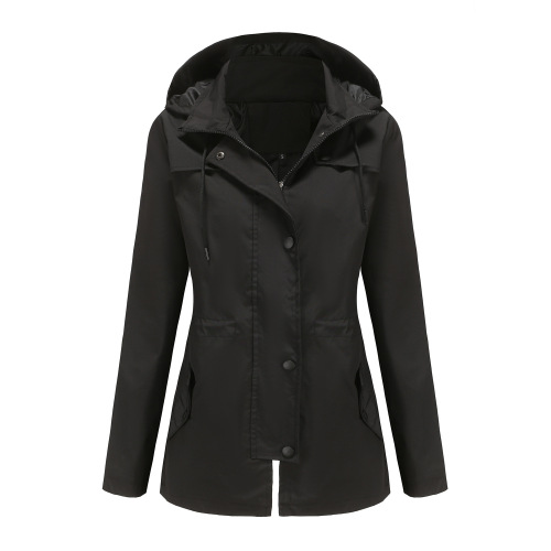 mistral long women trench coat hooded zipper autumn windbreaker jacket
