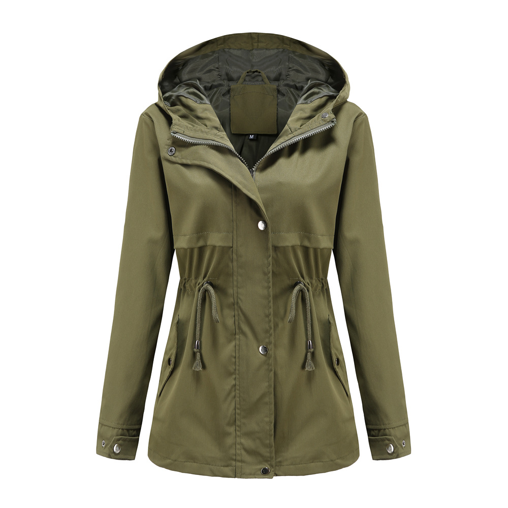 mistral long women trench coat hooded zipper autumn windbreaker jacket