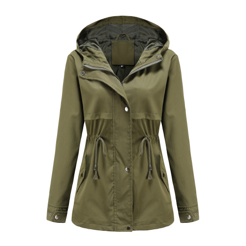 mistral long women trench coat hooded zipper autumn windbreaker jacket