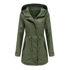 deep cover women trench coat hooded zipper windbreaker jacket