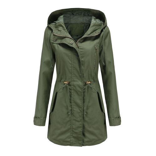 deep cover women trench coat hooded zipper windbreaker jacket