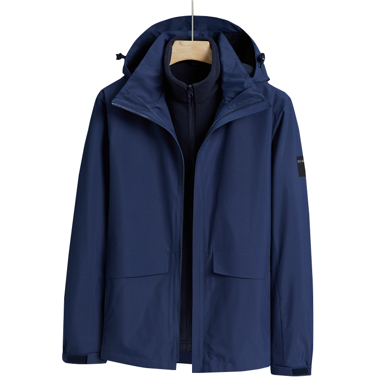pure color 2 in 1 urban outdoor coat lined with polar fleece jacket windproof ski wear
