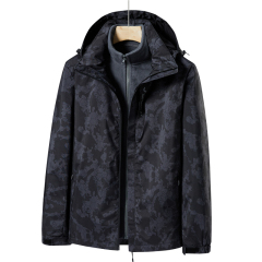 unisex full printed outdoor 2 in 1 windproof ski jacket hooded waterproof mountain jacket