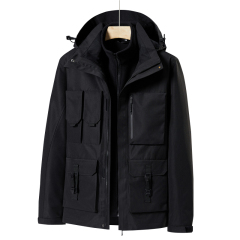 multi pockets cargo jacket 2 in 1 urban outdoor coat lined with polar fleece jacket windproof ski wear