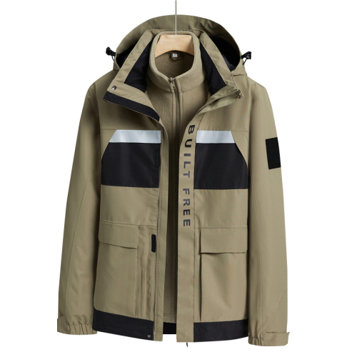 patchwork big pockets cargo jacket 2 in 1 urban outdoor coat lined with polar fleece jacket windproof ski wear