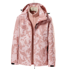 unisex full printed outdoor 2 in 1 windproof ski jacket hooded waterproof mountain jacket