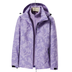 unisex full printed outdoor 2 in 1 windproof ski jacket hooded waterproof mountain jacket