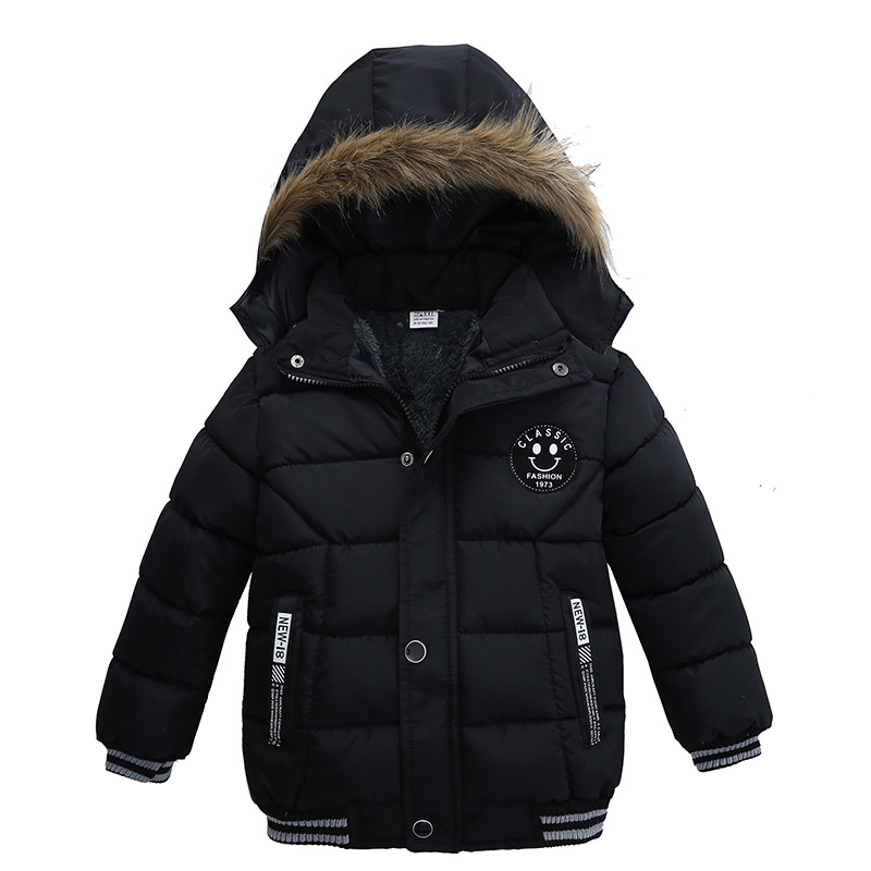 cotton padding fur lined kids winter coat faux fur hooded children puffer jacket