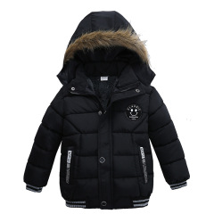 cotton padding fur lined kids winter coat faux fur hooded children puffer jacket