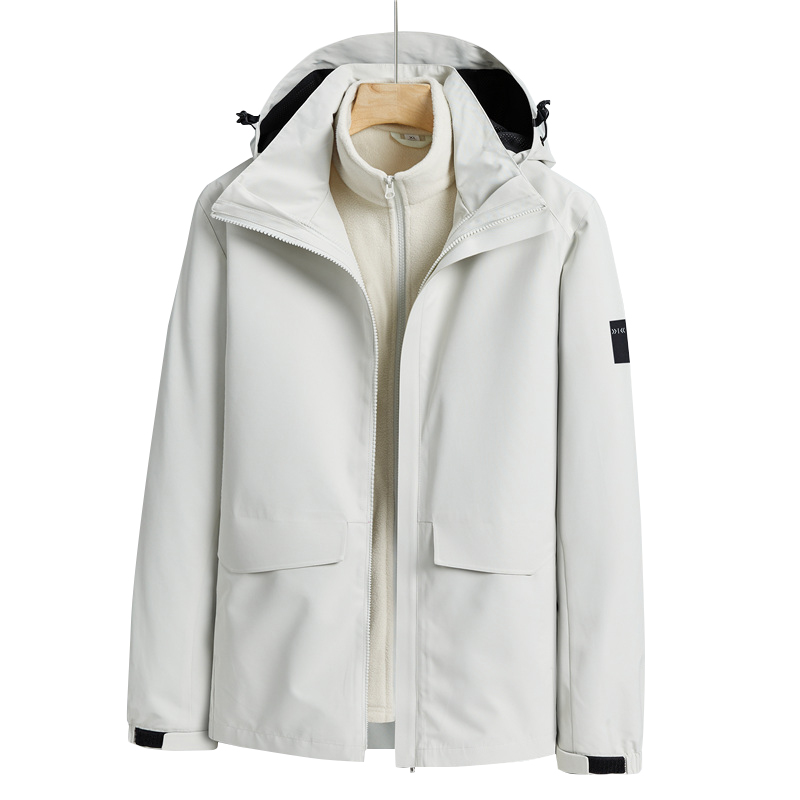 pure color 2 in 1 urban outdoor coat lined with polar fleece jacket windproof ski wear