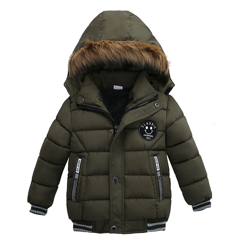 cotton padding fur lined kids winter coat faux fur hooded children puffer jacket