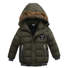 cotton padding fur lined kids winter coat faux fur hooded children puffer jacket