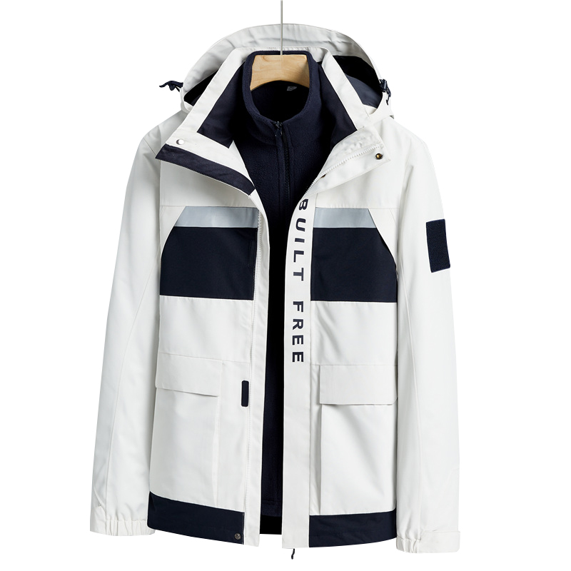 patchwork big pockets cargo jacket 2 in 1 urban outdoor coat lined with polar fleece jacket windproof ski wear