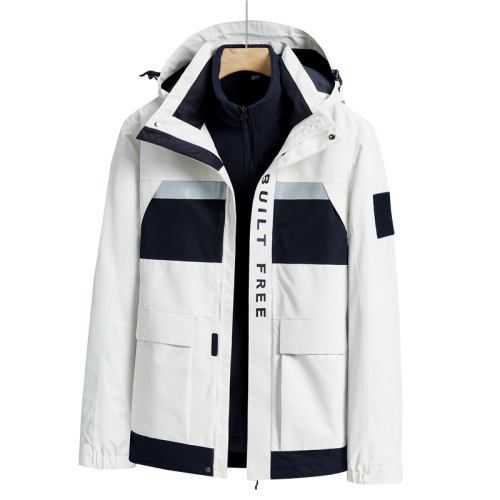 patchwork big pockets cargo jacket 2 in 1 urban outdoor coat lined with polar fleece jacket windproof ski wear