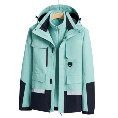 laser taped big pockets cargo jacket 2 in 1 urban outdoor coat lined with polar fleece jacket windproof ski wear