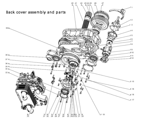 REAR COVER ASSEMBLY AND RELATED PARTS