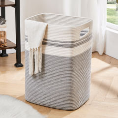 SIXDOVE Cotton Laundry Basket Woven Rope Laundry Hamper Large & Height Storage Laundry Basket