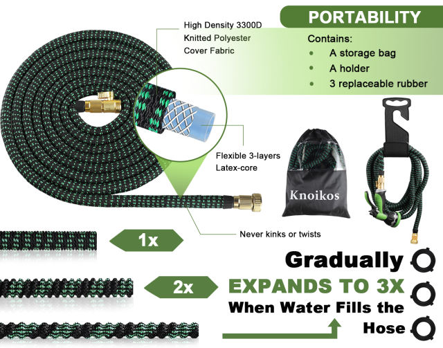 SIXDOVE 50ft Expandable Garden Hose New07/10 Function Nozzle/Durable 3-Layers Latex/Water Hose with Solid Fittings