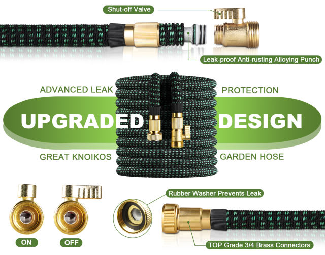 SIXDOVE 50ft Expandable Garden Hose New07/10 Function Nozzle/Durable 3-Layers Latex/Water Hose with Solid Fittings