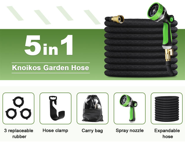 SIXDOVE 50ft Expandable Garden Hose New03/10 Function Nozzle/Durable 3-Layers Latex/Water Hose with Solid Fittings