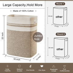 SIXDOVE Cotton Laundry Basket Woven Rope Laundry Hamper Large & Height Storage Laundry Basket