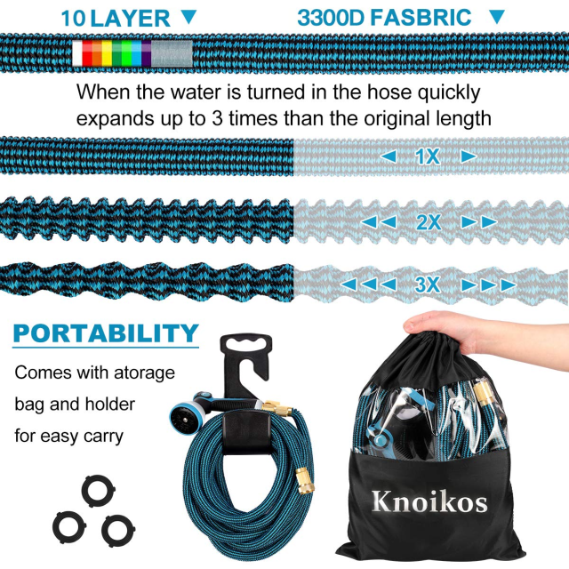SIXDOVE 100ft Expandable Garden Hose New02/10 Function Nozzle/Durable 3-Layers Latex/Water Hose with Solid Fittings