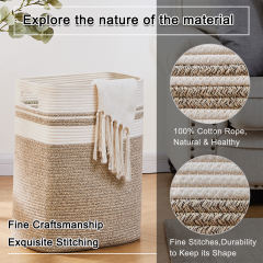 SIXDOVE Cotton Laundry Basket Woven Rope Laundry Hamper Large & Height Storage Laundry Basket