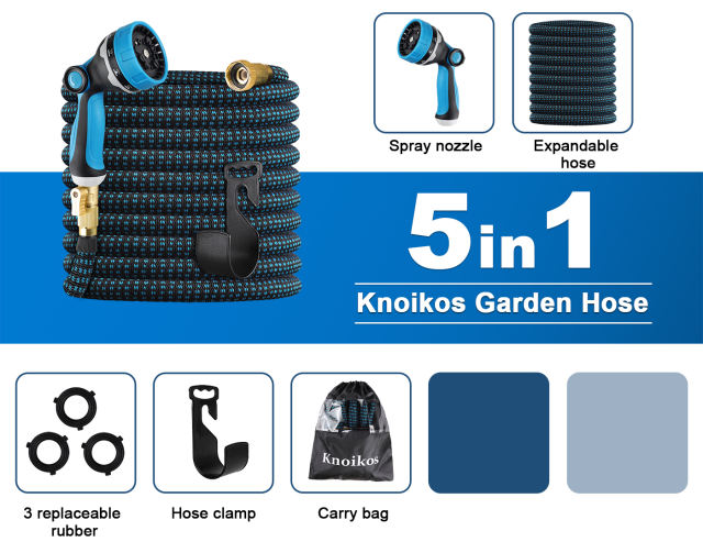 SIXDOVE 50ft Expandable Garden Hose New05/10 Function Nozzle/Durable 3-Layers Latex/Water Hose with Solid Fittings