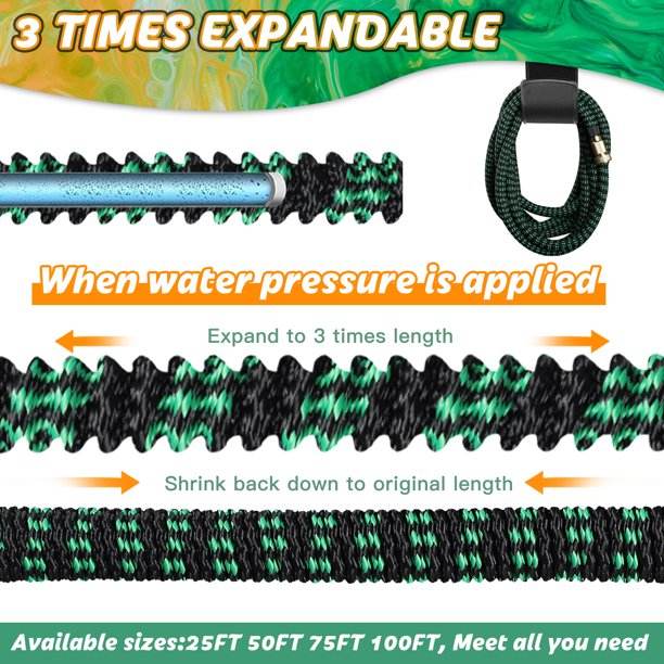 SIXDOVE 50ft Expandable Garden Hose New06/10 Function Nozzle/Durable 3-Layers Latex/Water Hose with Solid Fittings