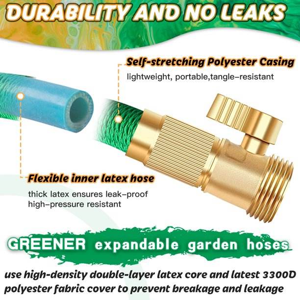 SIXDOVE 50ft Expandable Garden Hose New06/10 Function Nozzle/Durable 3-Layers Latex/Water Hose with Solid Fittings