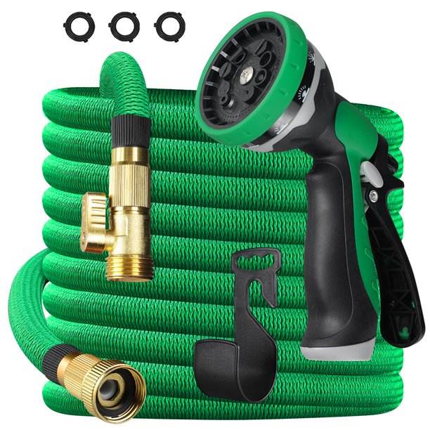 SIXDOVE 50ft Expandable Garden Hose New06/10 Function Nozzle/Durable 3-Layers Latex/Water Hose with Solid Fittings