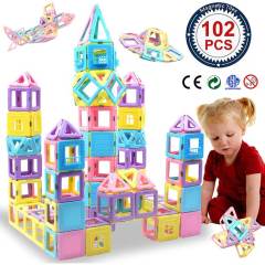 SIXDOVE Magnetic Blocks 102PCS Upgrade Magnetic Building Blocks for Kids Magnetic Tiles 3D Magnetic Toys Educational STEM Toys Tiles Set