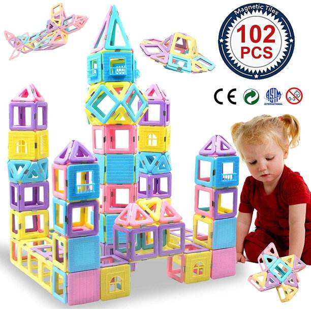 SIXDOVE Magnetic Blocks 102PCS Upgrade Magnetic Building Blocks for Kids Magnetic Tiles 3D Magnetic Toys Educational STEM Toys Tiles Set