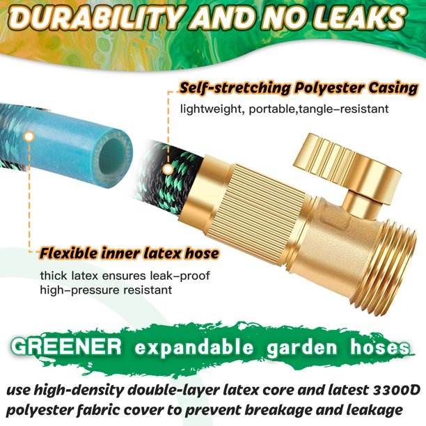 SIXDOVE 100ft Expandable Garden Hose New07/10 Function Nozzle/Durable 3-Layers Latex/Water Hose with Solid Fittings