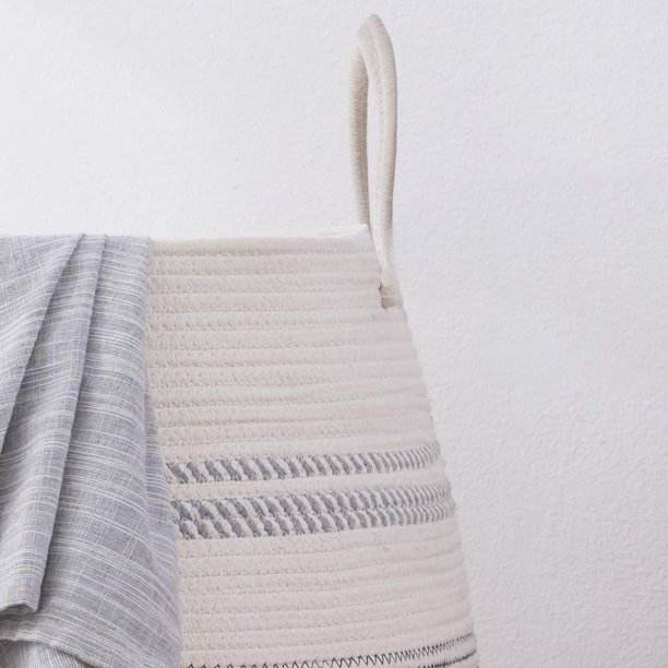 SIXDOVE Cotton Laundry Hamper Woven Rope Large & 25.6" Height Tall Storage Laundry Basket