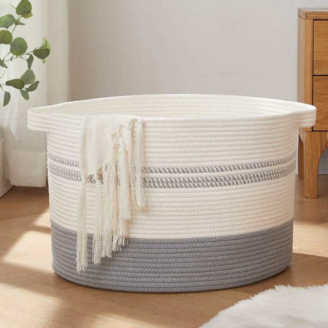 SIXDOVE Cotton Laundry Basket Woven Rope Laundry Hamper Large & 20"×20"×13"Height Storage Laundry Basket