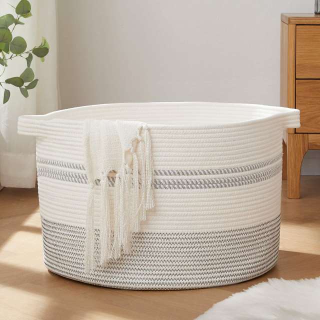 SIXDOVE Cotton Laundry Basket Woven Rope Laundry Hamper Large & 20"×20"×13"Height Storage Laundry Basket