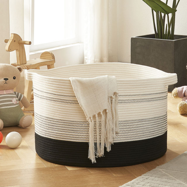SIXDOVE Cotton Laundry Basket Woven Rope New-1 Laundry Hamper Large & Height Storage Laundry Basket