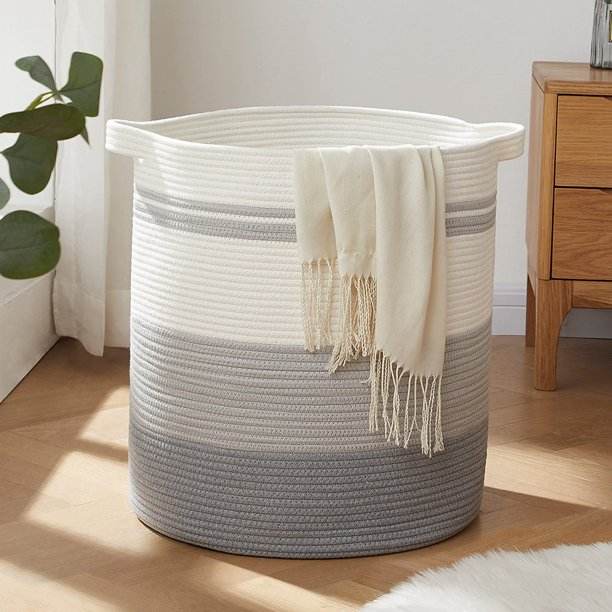 SIXDOVE Cotton Laundry Basket Woven Rope Laundry Hamper Large & 20"×16" Height Storage Laundry Basket