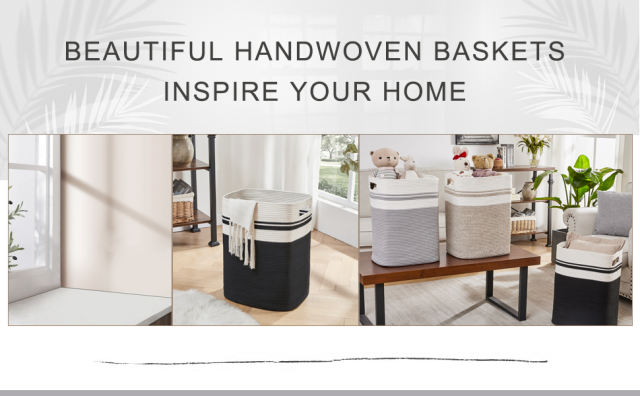 SIXDOVE Cotton Laundry Basket Woven Rope Laundry Hamper Large & Height Storage Laundry Basket