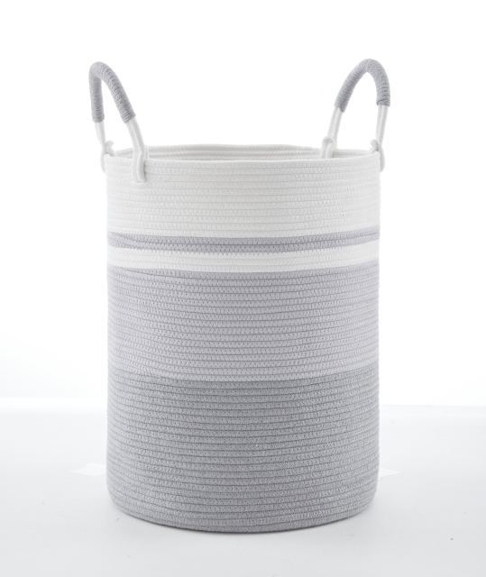 CherishGard Cotton Laundry Basket Woven Rope Laundry Hamper Large Storage Laundry Basket