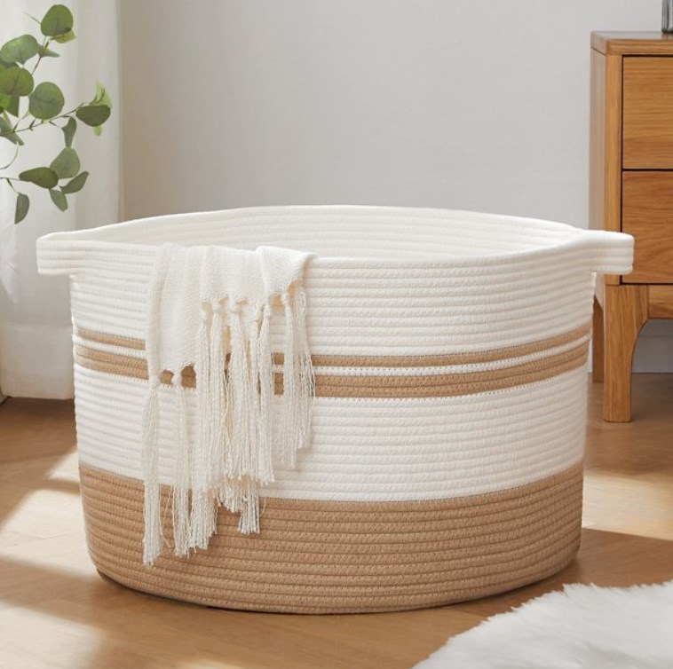 Wooden best sale blanket basket